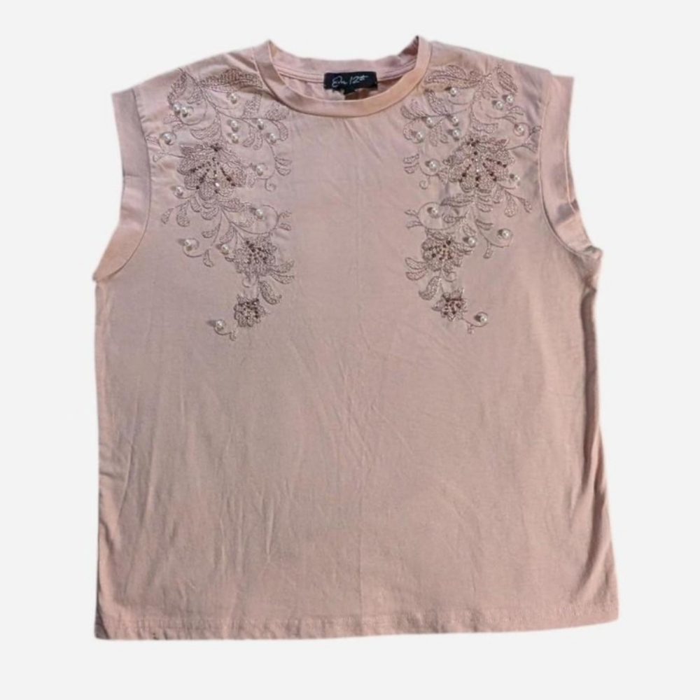 Women’s Pink Embellished Sleeveless Top Size Large